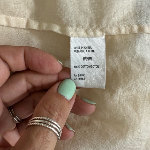 Theory Cream Notched Collar Button Down Shirt - Picture 12 of 13